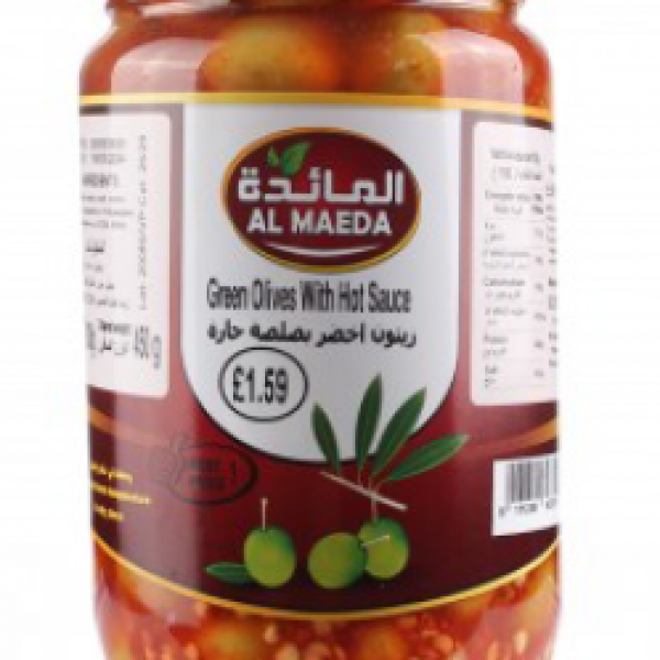 Al Maeda Green Olives with Hot Sauce